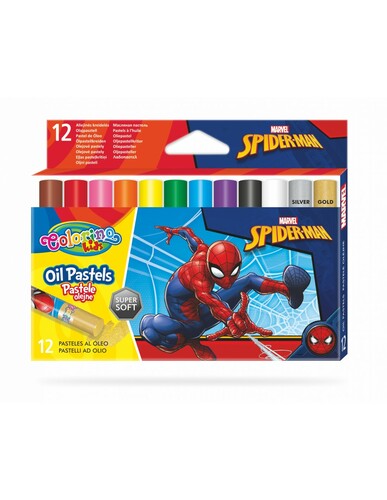 Pastele olejne trójkątne 12 kolorów Colorino Kids Spiderman
