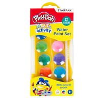 Farby akwarelowe 12 kolorów + pędzelek Play-Doh STARPAK