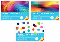 Blok techniczny kolorowy A4 20k 180g barwiony w masie p5 INTERDRUK mix cena za 1 szt