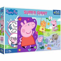 Puzzle dwustronne 15el SUPER GIANT 3w1 Poznaj wesołą Świnkę Peppę. Peppa Pig 42003 Trefl