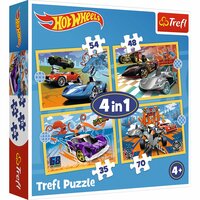Puzzle 4w1 (35,48,54,70el) Pojazdy Hot Wheels Mattel 34627 Trefl