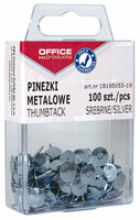 Pinezki metalowe OFFICE PRODUCTS w pudełku, 100szt., srebrne