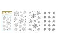 Naklejki Boże Narodzenie, śnieżynki srebrne 80x120mm mix cena za 1 szt