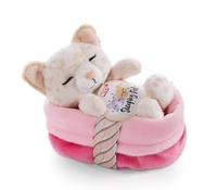 NICI 47892 Maskotka śpiący kotek w panterkę 12cm w koszyku różowym