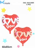 Balon foliowy 1szt w kształcie serca z napisem love you. BCF-642 mix cena za 1 szt