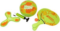 Neoprenowy zestaw do gry na plaży: piłka nożna frisbee paletki pompka kolor: zielono-pomarańczowo BEST Sporting 64264