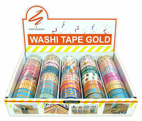 Taśma dekoracyjna Washi Tape Gold Narcissus Mix wzorów p60 cena za 1 szt.