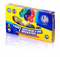 Farby dekoracyjne brokatowe 6kol 10ml ASTRA