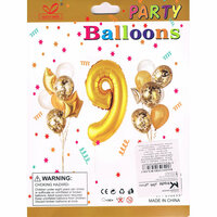 Zestaw balonów, cyfra 9, wys. 30-60cm, 16 szt. BSC-538-9