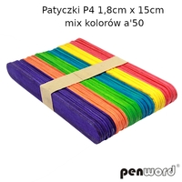 Patyczki P4 1,8cmx15cm 50szt mix kolorów p10