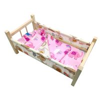 Łóżeczko dla lalek drewniane z tkaniną MALIMAS mix kol cena za 1 szt