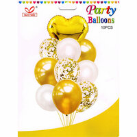 Zestaw balonów z sercem i konfetti 30-46cm 10szt mix kolorów BSC-570