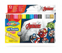 Pastele olejne trójkątne 12 kolorów + temperówka Colorino Kids Avengers