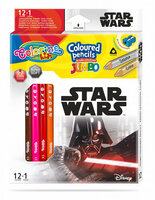 Kredki ołówkowe trójkątne JUMBO 12 sztuk 13 kolorów + temperówka Colorino Kids Star Wars