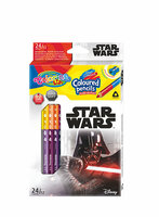 Kredki ołówkowe trójkątne dwukolorowe 12 sztuk 24 kolory + temperówka Colorino Kids Star Wars