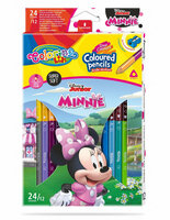 Kredki ołówkowe trójkątne dwukolorowe 12 sztuk 24 kolory + temperówka Colorino Kids Minnie
