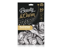 Balony Beauty&Charm platynowe srebrne 12/50szt