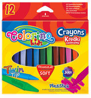 Kredki świecowe trójkątne plastikowe 12 kol. Colorino Kids 32667