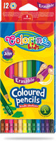Kredki ołówkowe 12 kolorów heksagonalne z gumką Colorino Kids 87492