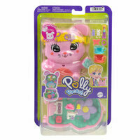Polly Pocket Króliczkowa herbatka Zestaw kompaktowy 1 mała lalka, 2 figurki króliczków i akcesoria JCR40 MATTEL