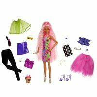 PROMO Barbie Lalka EXTRA MODA Deluxe zestaw ubranka + piesek HGR60 MATTEL